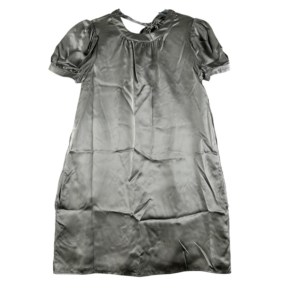 Voom By Joy Han Womens Small Luxe Couture Short Sleeve Silk Shift Dress Pocket
